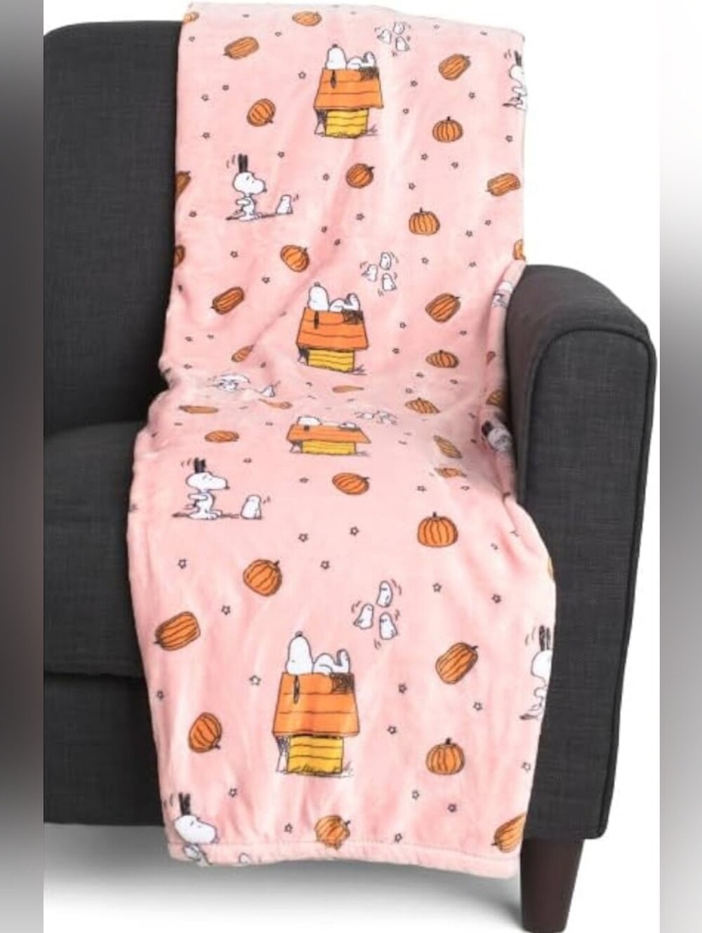 Pink Halloween Snoopy Throw Blanket